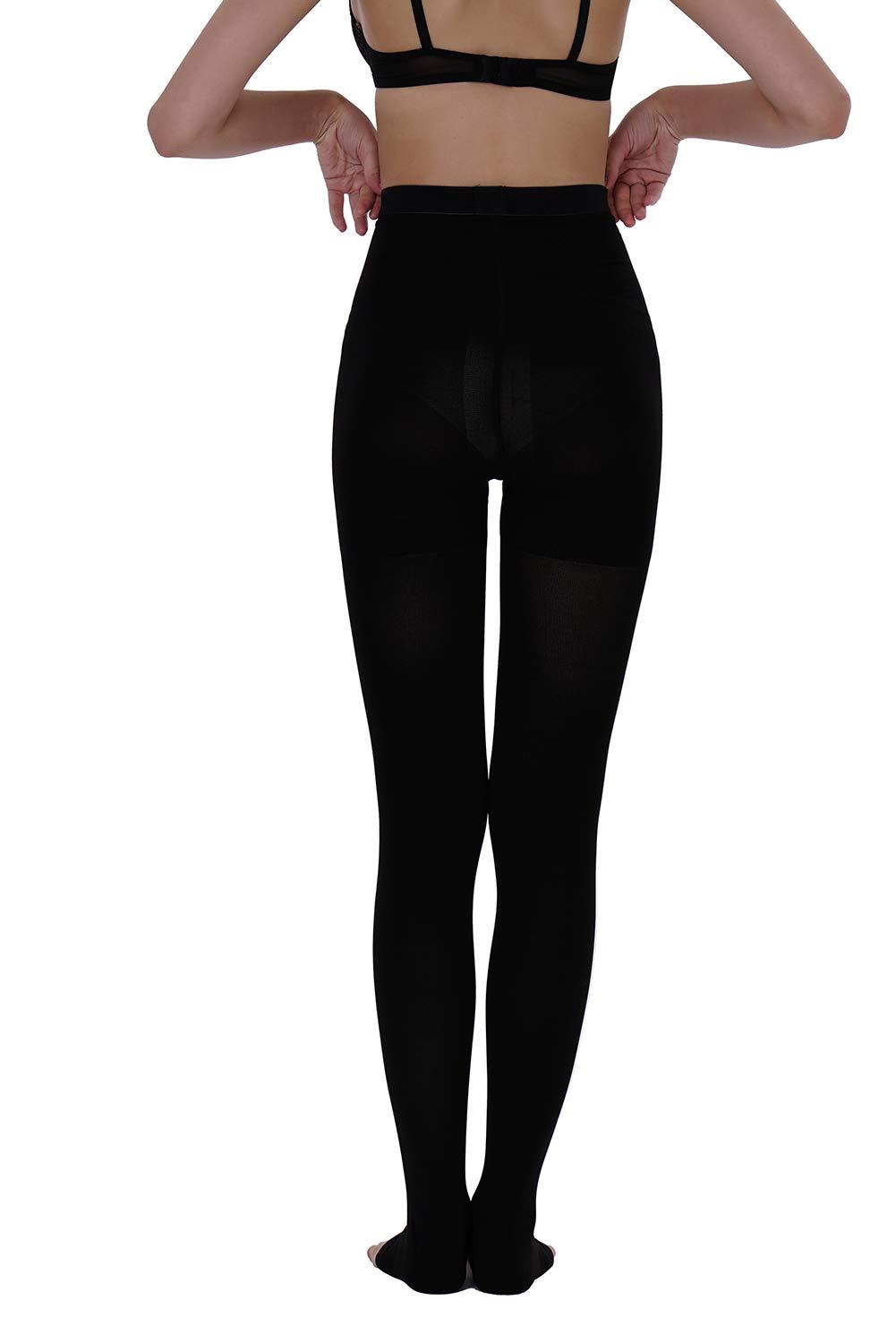 AMZAM AMZAM Medical Compression Pantyhose for Women Men, 20-30 mmHg Graduated Compression Tights, Opaque Toeless Compression Stockings Waist High Support Tights for Edema, Varicose Veins, DVT,Black XXL