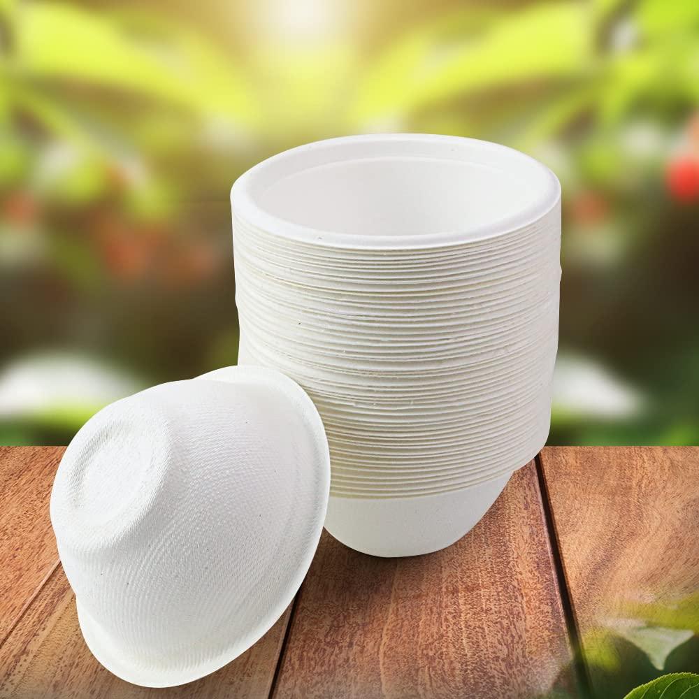 Oomcu Oomcu 100 Pack 8oz Paper Bowls Disposable Heavy Duty,Compostable Bowls Disposable Soup Bowls for Hot Food,Small Disposable Food Bowls for Ice Cream,Salad,Snacks,Dessert,Picnics Bowl (White)