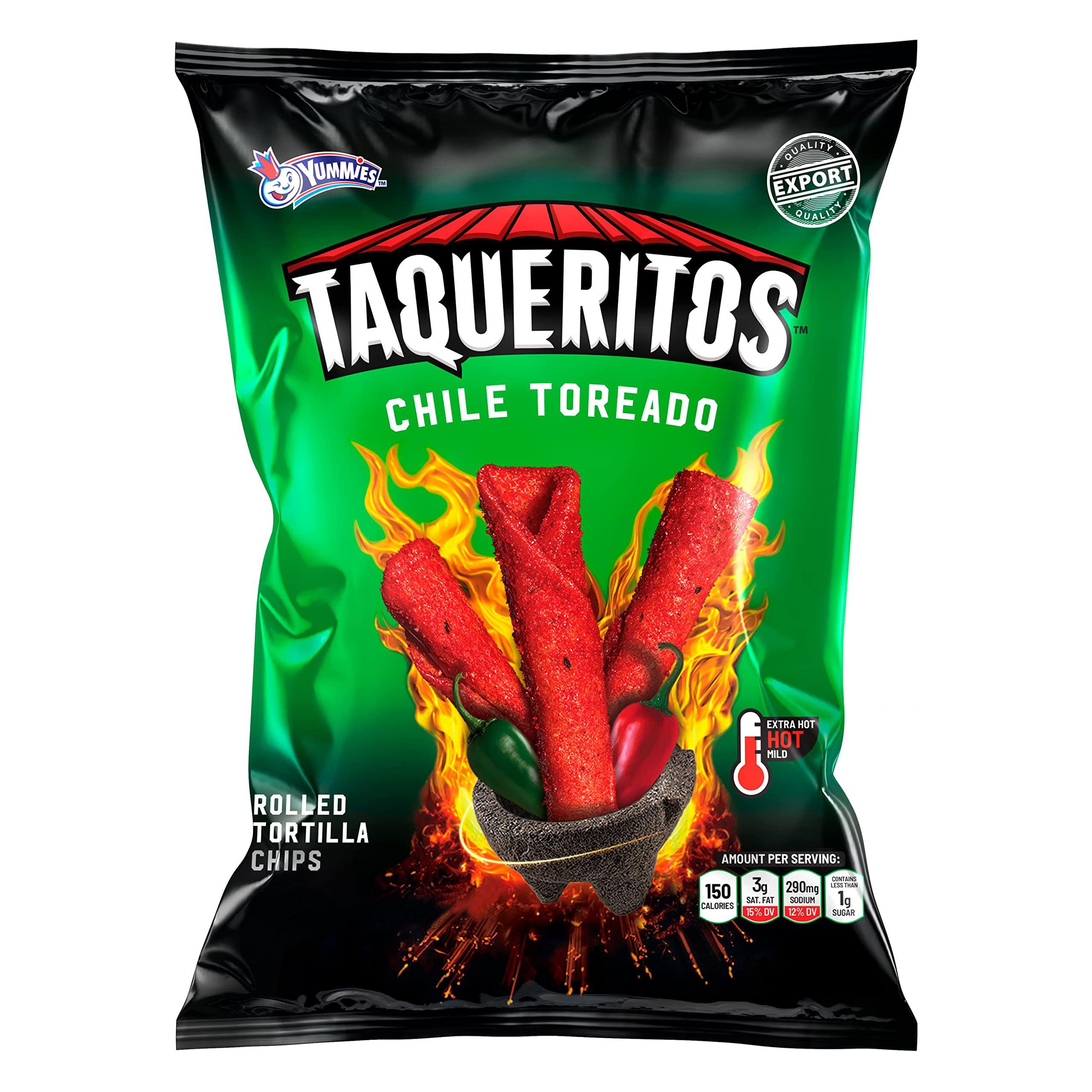 Taqueritos Taqueritos Rolled Tortilla Chips in Chile Toreado Flavor 8 oz, 20 Pack