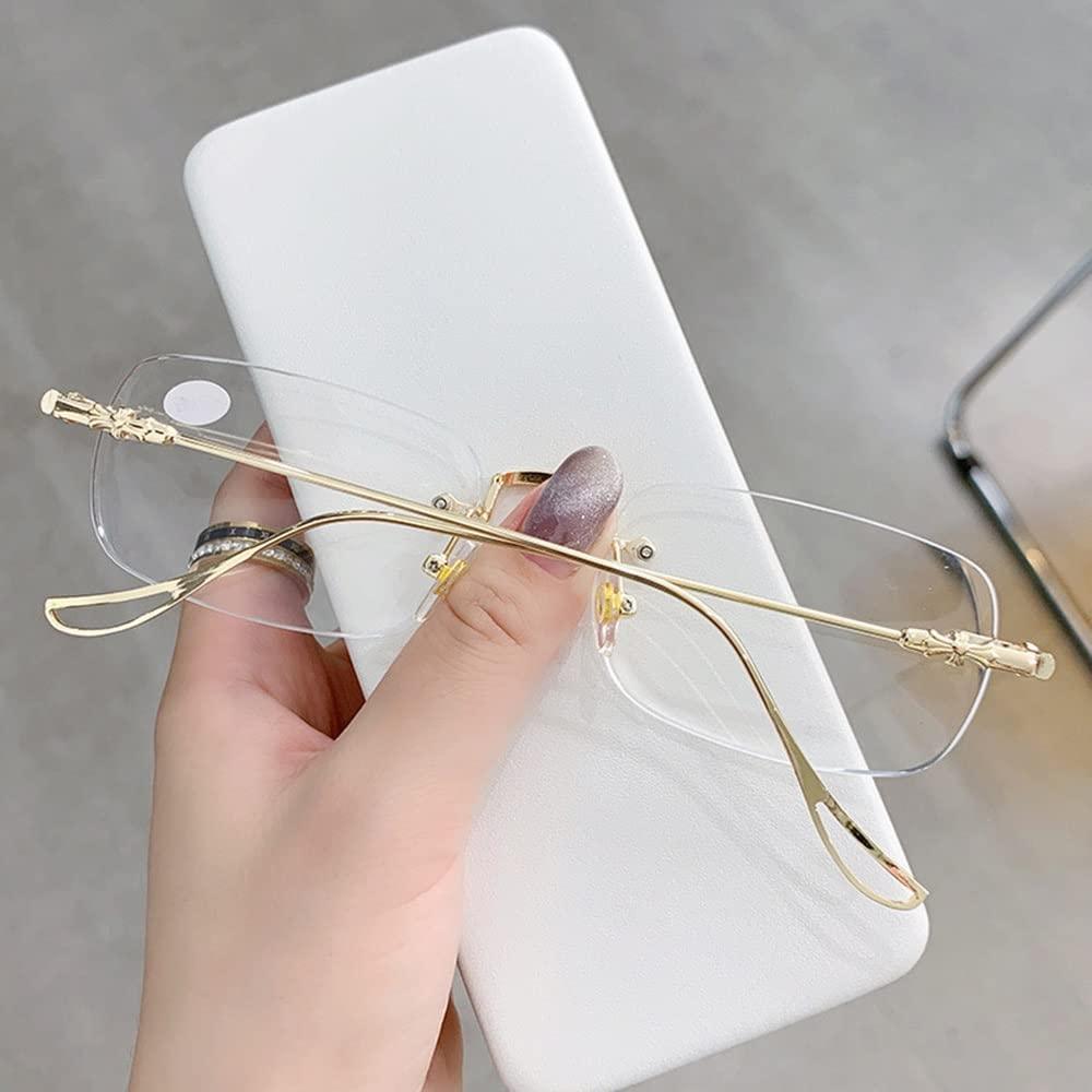 WEBUP WEBUP 2.0 Rimless Computer Reading Glasses Mens Reading Glasses Ultralight Frameless Glasses Men Blue Light Blocking Eyewear (Color : Silver, Size : Diopter+2.5)
