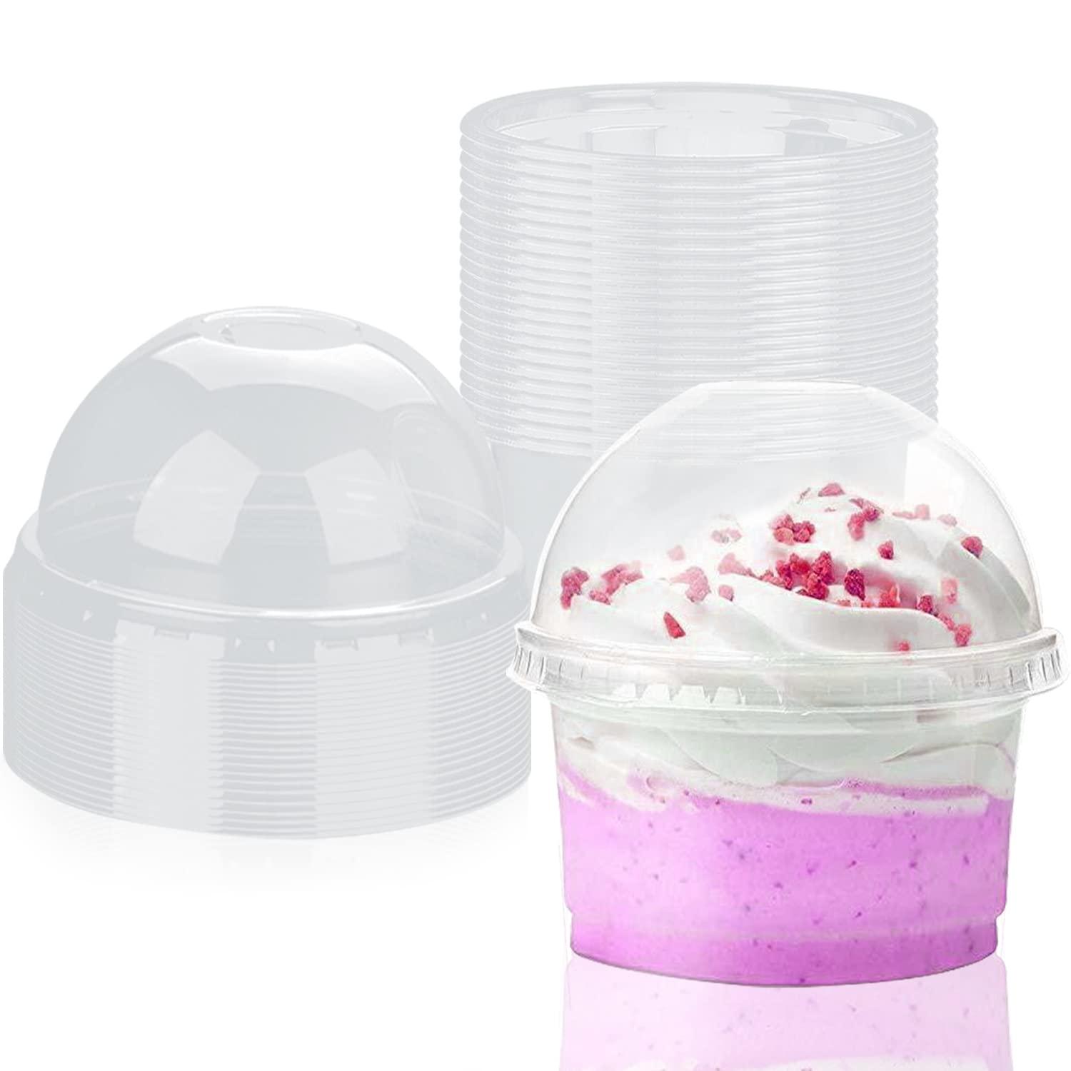 Coobbar Dessert Cups with Dome Lids,50 Pack Dessert Cups with Lids Plastic Dessert Cups, Disposable Party Cups Disposable Snack Bowls for Ice Cream, Cake, Fruit, Parfait, Pudding and Jello Shot (10 OZ)