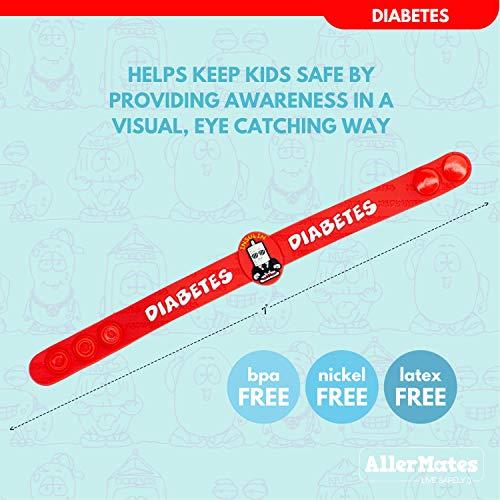 Allermates Diabetes Bracelets for Kids, Kids Medical Wristband – Diabetic Child Alert, Diabetic Medical Alert for Kids Ages 3+, Latex Free Diabetes Awareness Bracelets Adjustable & Soft (2 Pack “TAB”)