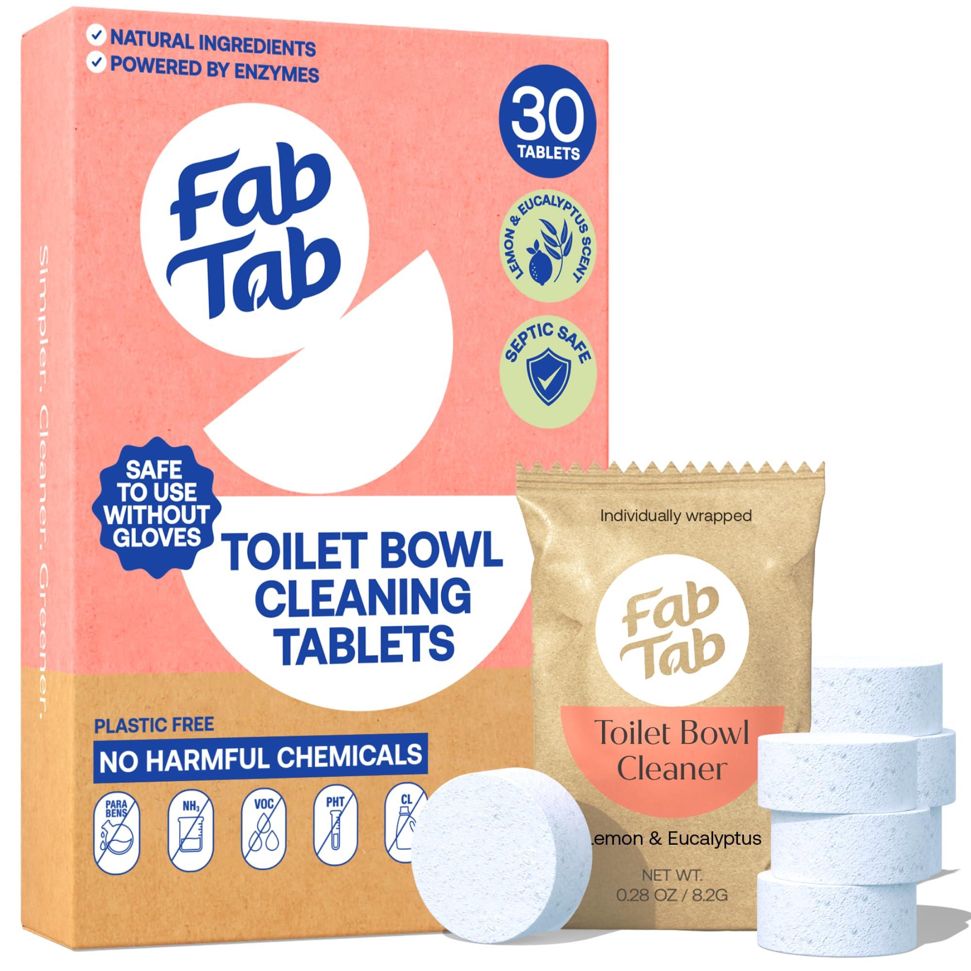 Fab Tab Fab Tab Toilet Bowl Cleaner Tablets- No Harsh Chemicals | Removes Rust & Stains | Natural Cleaning Products | Family and Pets approved Plastic-Free