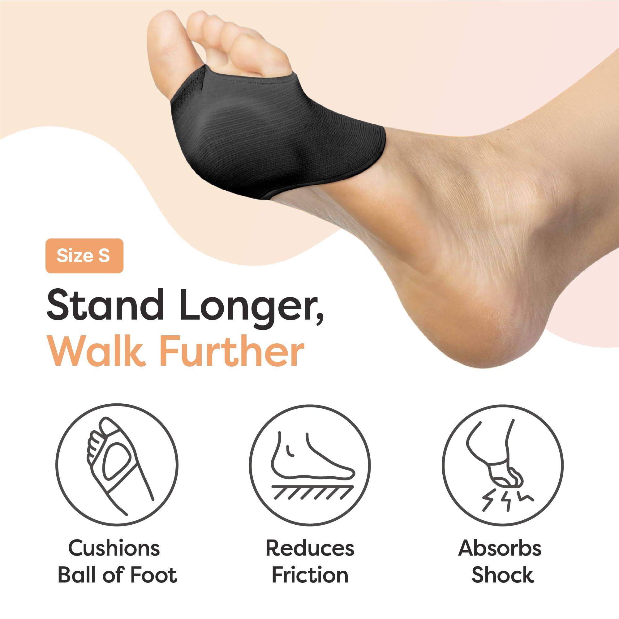 ZenToes ZenToes Metatarsal Pads for Men and Women - Ball of Foot Pain Relief Cushions for Sesamoiditis, Metatarsalgia, Morton's Neuroma - 2 Pairs Fabric Sleeves with Gel Inserts (Small, Black)