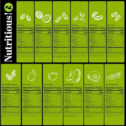 Nut Cravings NUT CRAVINGS Gourmet Collection - Get Well Soon Dried Fruit & Nuts Tower Gift Basket with Get Well Soon Ribbon (12 Assortments) Care Package Variety Tray, Kosher Snack Box