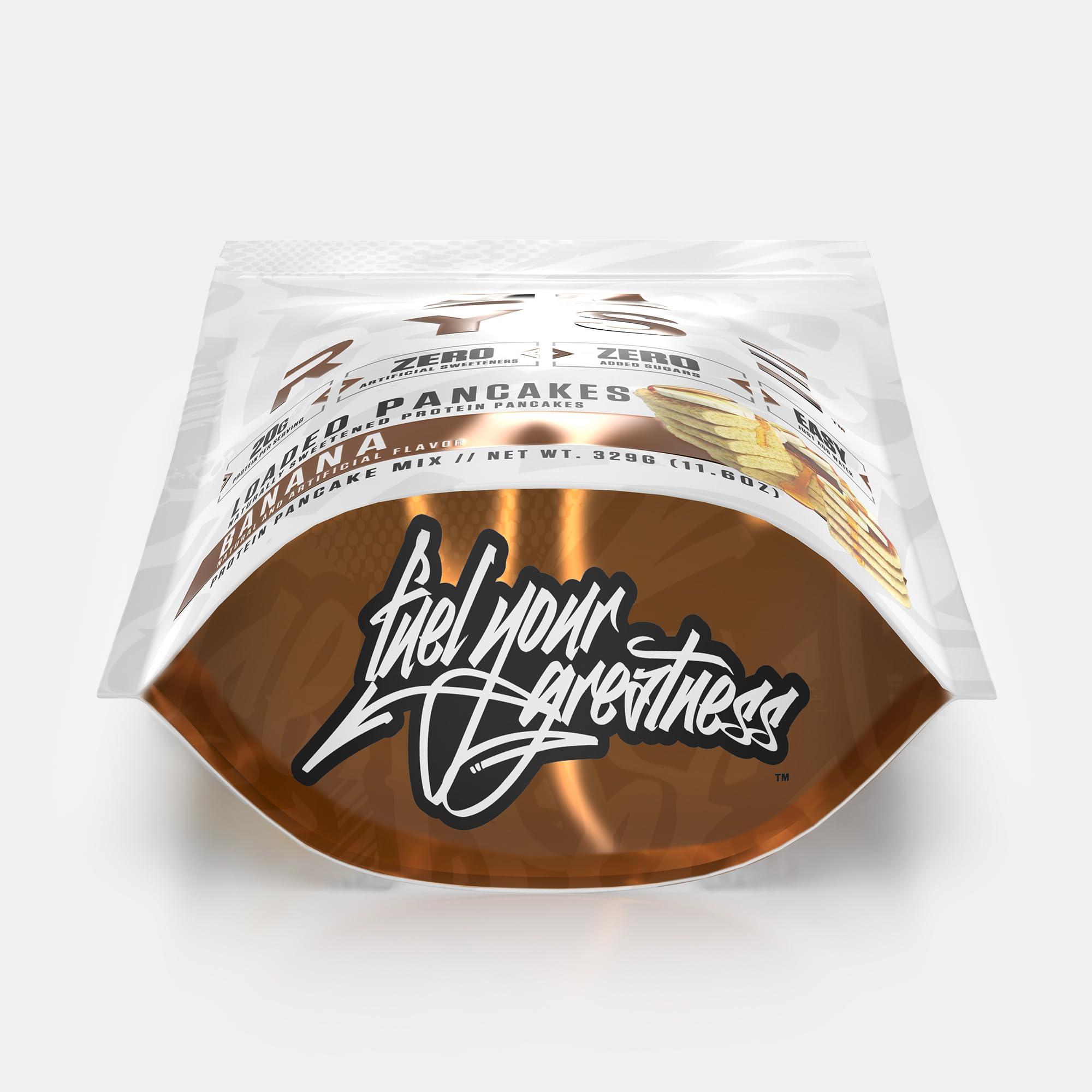 RYSE Up Supplements RYSE Loaded Protein Pancakes | Naturally Sweetened Protein Pancake Mix | Zero Added Sugars | 21g Protein & 3g Healthy MCTs | 6 Servings (Banana)