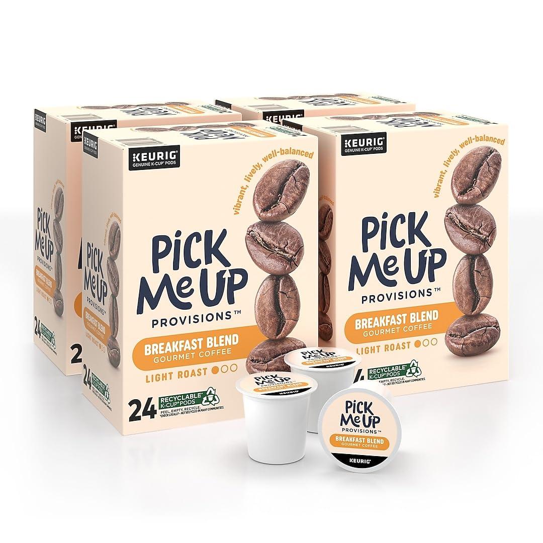 Pick Me Up Provisions Pick Me Up Breakfast Blend Coffee Pods, Light Roast, 96/Carton