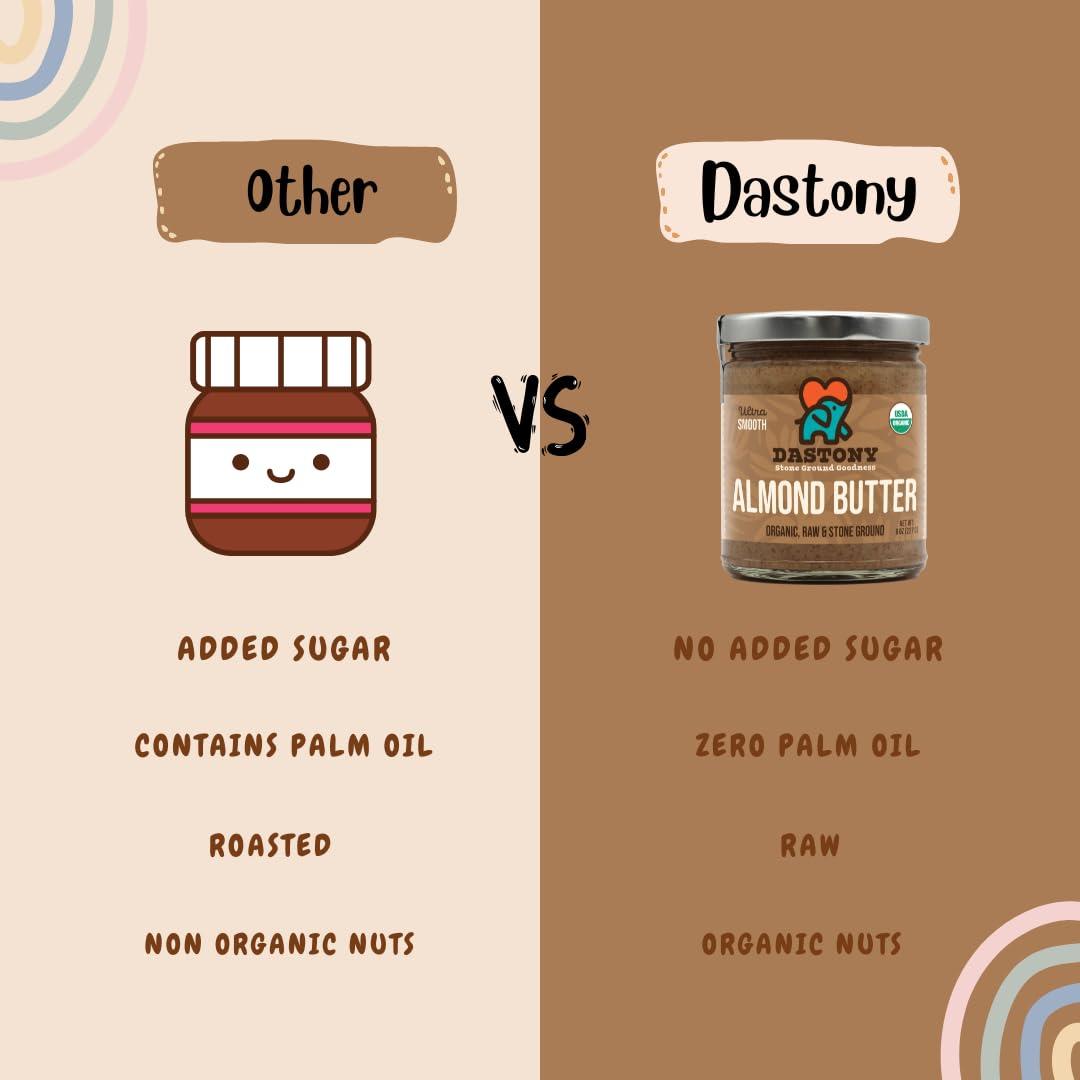 Dastony Dastony Organic Raw Almond Butter, 8 oz | Only One Ingredient | Vegan, Paleo and Keto Friendly, Non GMO, Gluten-free - Pack of 1