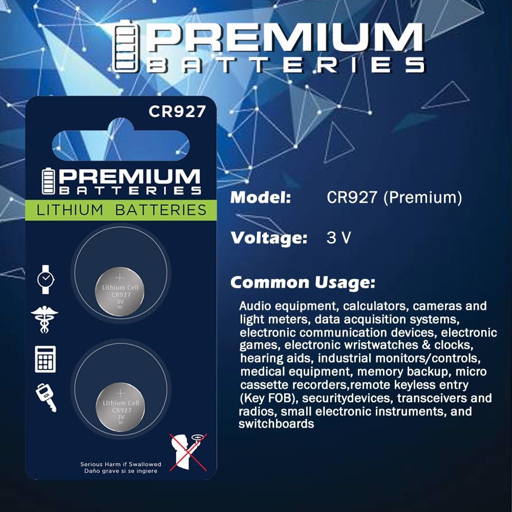 Premium Batteries Premium CR927 Lithium 3V Coin Cell - Japanese Engineered High Capacity Batteries (4 Pack)