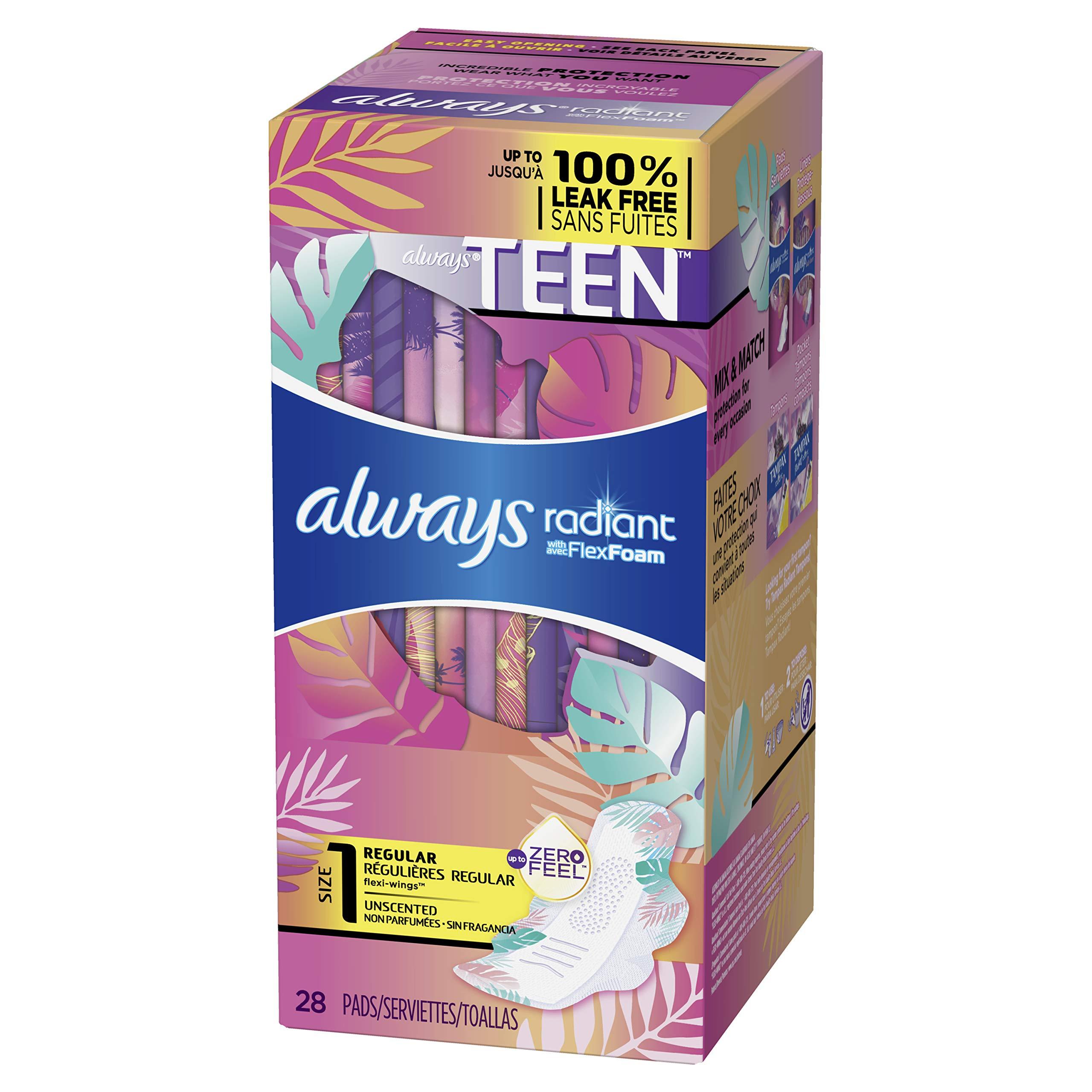 Always Always Radiant Heavy Feminine Pads with Wings, Scented