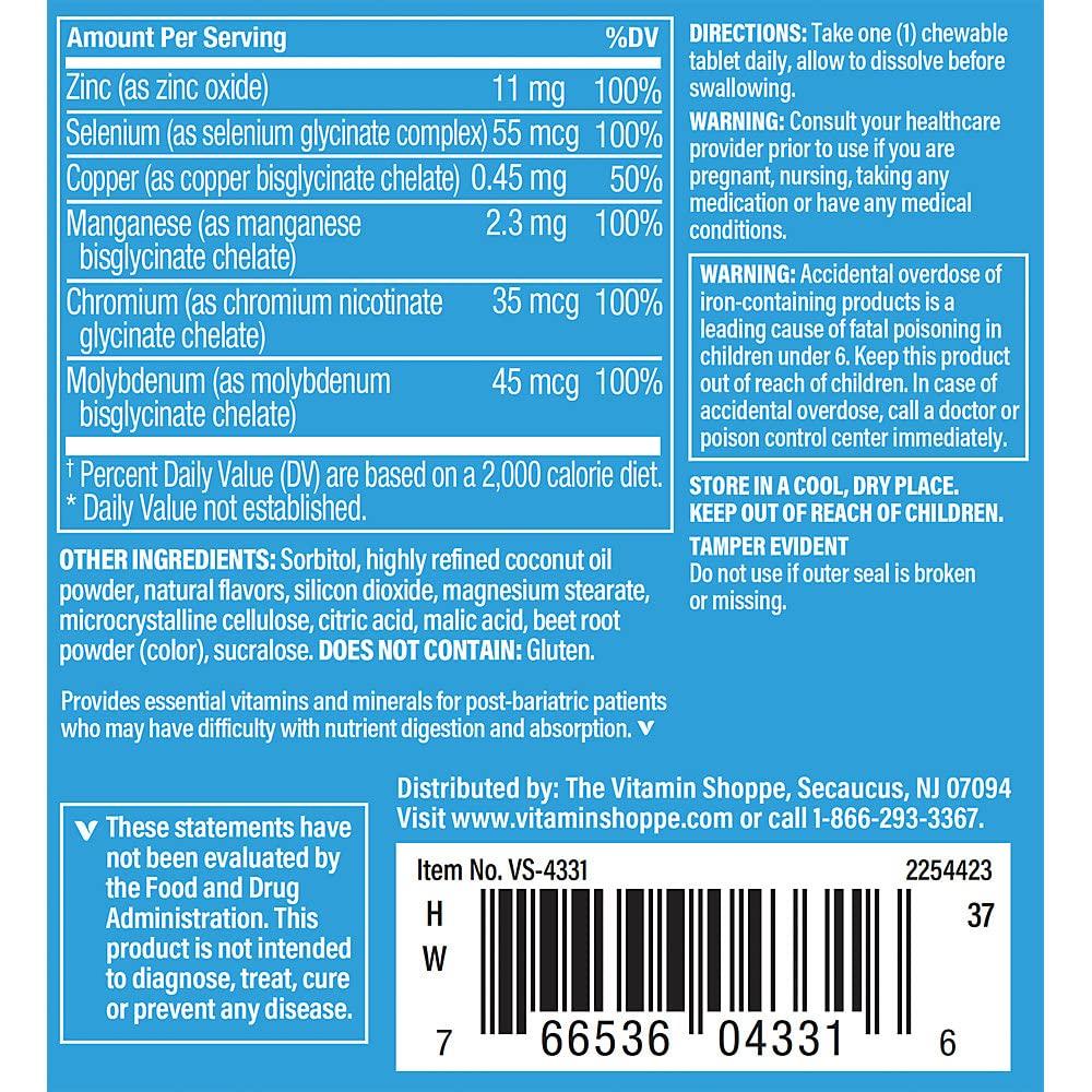 The Vitamin Shoppe Chewable Bariatric Multivitamin a" Once Daily a" Tropical Berry (60 Chewable Tablets)