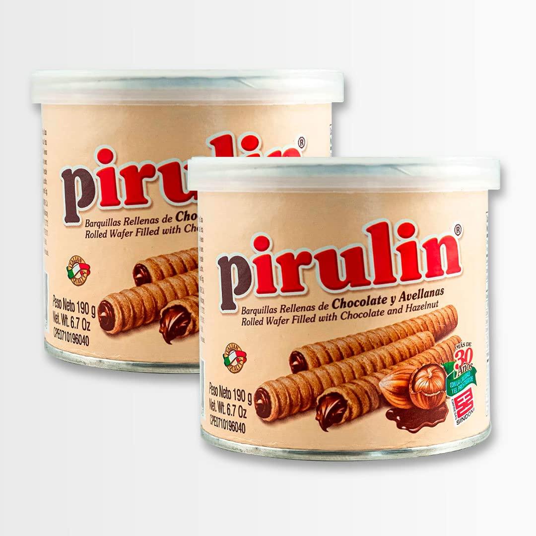 Pirulin Venezuela Pirulin Chocolate –Barquillas rellenas de Chocolate y Avellanas, Original de Venezuela / Pirulin Chocolate–Rolled Wafer Filled with Hazelnuts and Chocolate, Original from Venezuela (2Pack/380gr TOTAL)