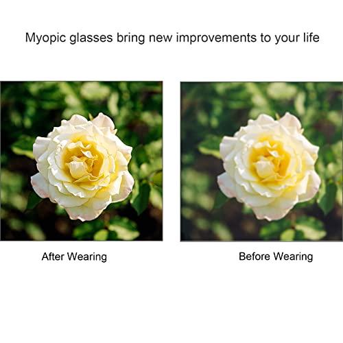 Vepiant Vepiant Nearsighted Distance Glasses For Men and Women Retro Myopia Glasses TR90 Lightweight Shortsighted Eyeglasses Black Full Frame Eyewear Blue Light Filter Spectacles THESE ARE NOT READING GLASSES
