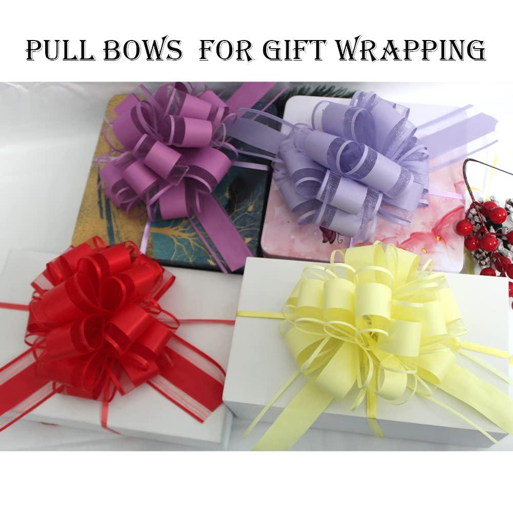 HSXJJ 6 PCS Large Pull Bows,Yellow Gift Bow,6 inches,Christmas, Party Birthday Gift Wedding Ribbon Bows for Wrapping Boxes or Flower Decorations, Valentine\'s Day Gift Decorations