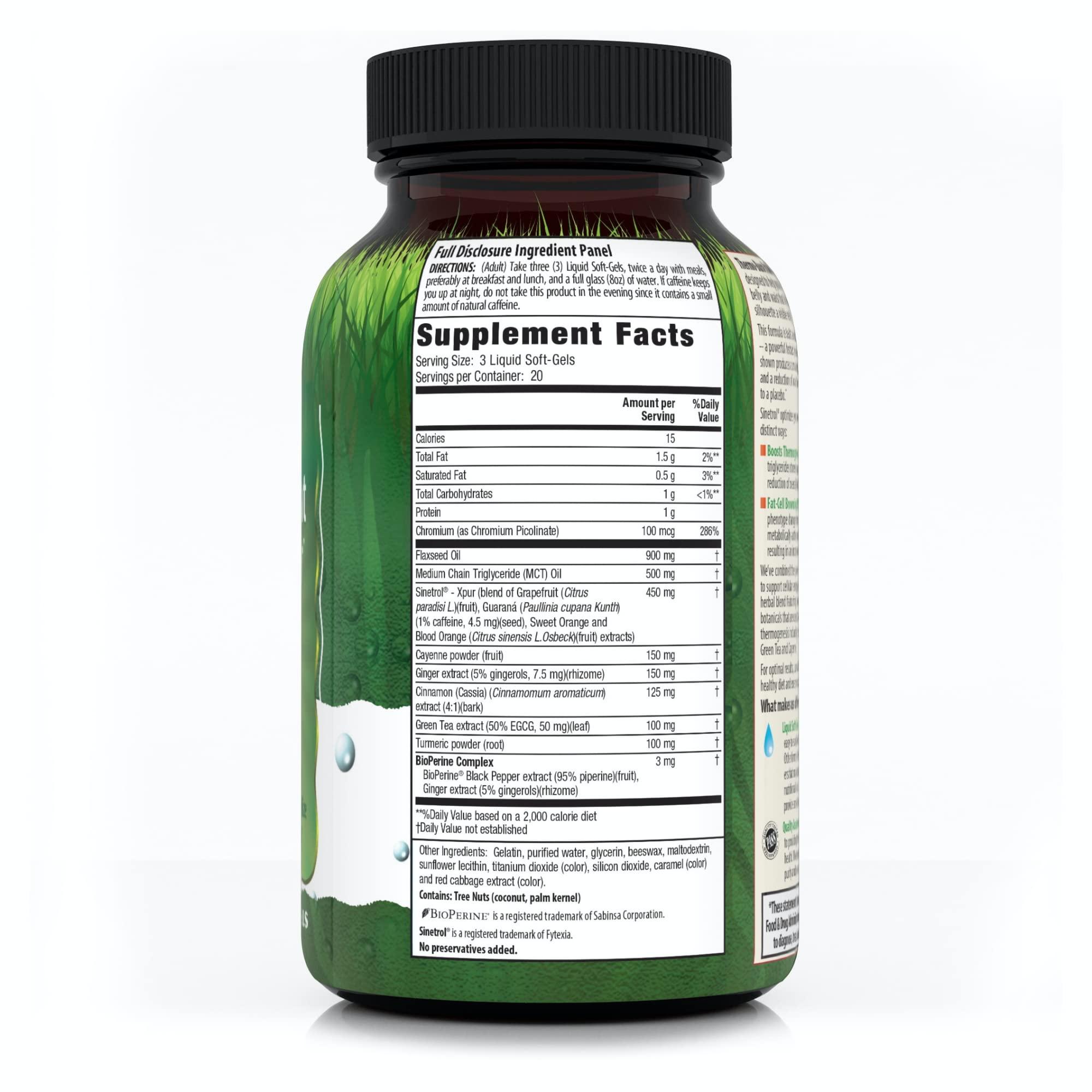 Irwin Naturals Irwin Naturals Thermo-Burn Stubborn Fat Metabolizer - 60 Liquid Soft-Gels - Combines Green Tea Extract (EGCG), MCT Oil & Caffeine - 20 Servings