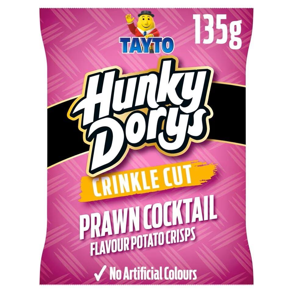 Tayto Tayto Hunky Dorys Crinkle Cut Prawn Cocktail Flavored Potato Crisps, 4.76 oz (135G), Pack of 3