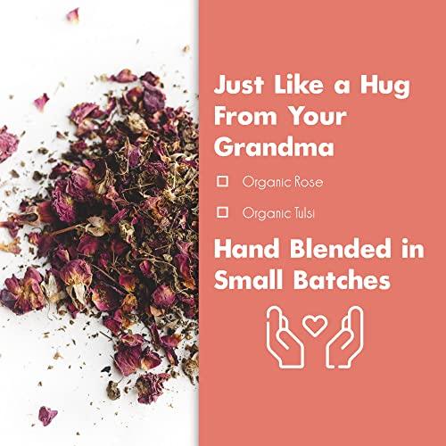 Big Heart Tea Co. Big Heart Tea Co. Tea Bags - Cup of Love Red Rose - Certified Organic, Floral Ayurvedic Herbal Decaf Tea in Zero Plastic Sachets with Small Batch Ground Herbs, Adaptogenic Tulsi, 2 Boxes - 20 Tea Bags