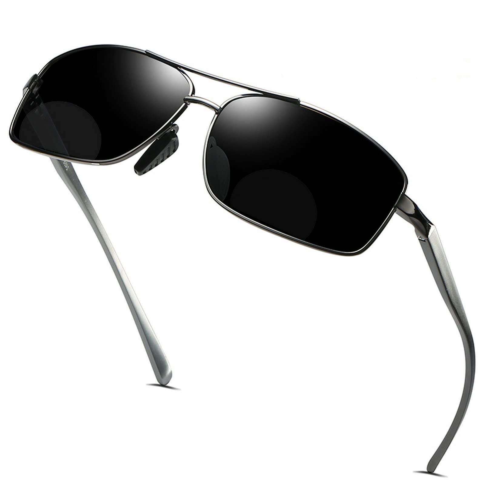 mincl Sports Polarized Bifocal Reading Sunglasses for Men Women. Tinted Bi-Focal Sun Reader with Magnification (gray, 1.5)