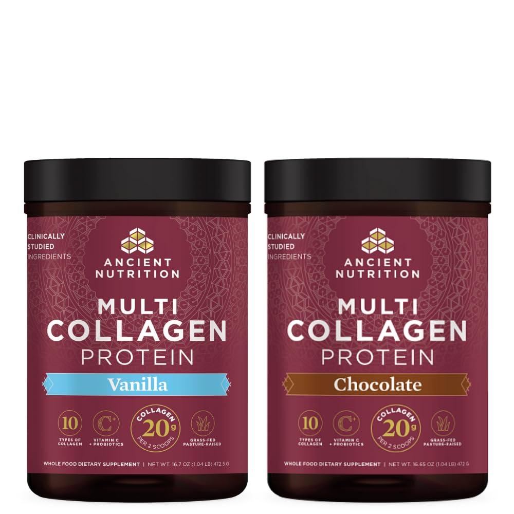 Ancient Nutrition Ancient Nutrition Multi Collagen Protein Powder Vanilla 45 Servings + Multi Collagen Protein Powder Chocolate 45 Servings