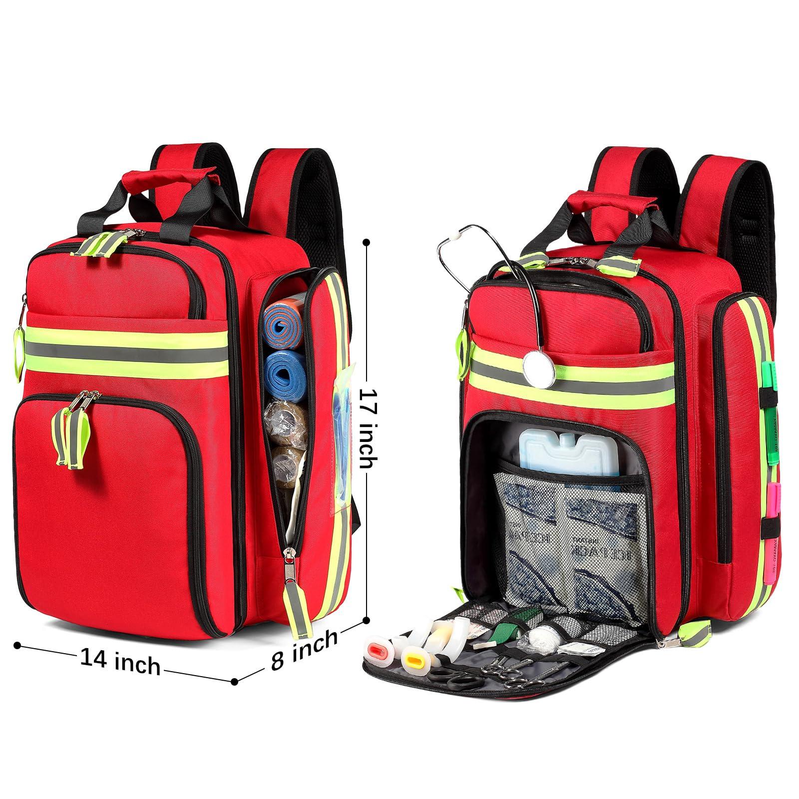 Gatycallaty Gatycallaty First Aid Backpack - Medical Evacuation Bag - Red Emergency Lifeguard Bag for Ems Emt First Responder Trauma (Red)