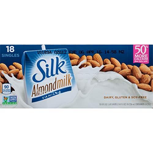 Silk Silk Shelf-Stable Almond Milk Singles, Vanilla, Dairy-Free, Vegan, Non-GMO Project Verified, 8 Oz, 6 Pack (Pack of 18)