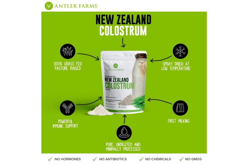 Antler Farms Antler Farms 100% Pure New Zealand Colostrum, 30 Servings, 1 lb - Grass Fed, Pasture Raised, Clean Sourced, Cold Processed, Undiluted, High IgG Content