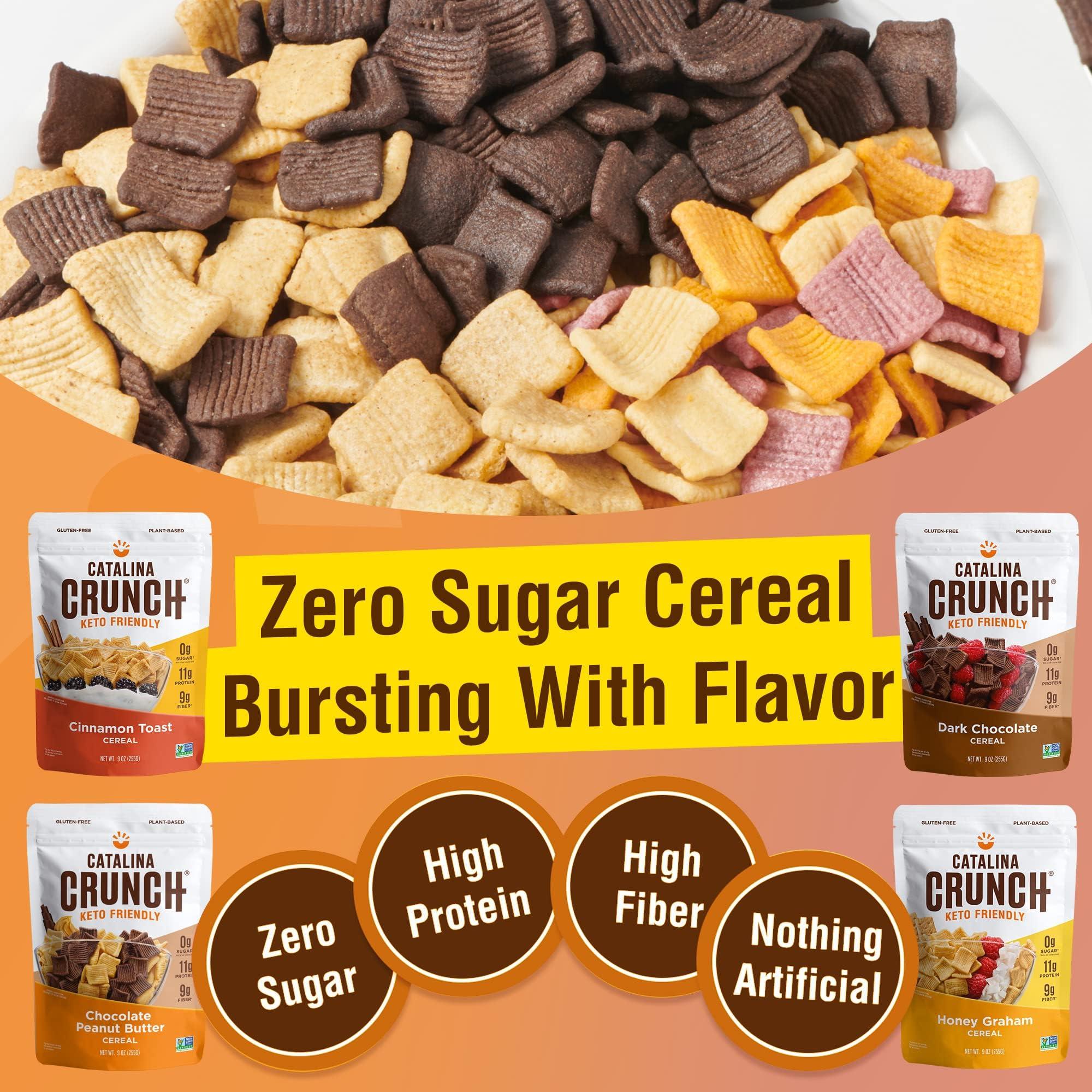 Catalina Crunch Catalina Crunch High Fiber Protein Cereal Variety Pack (4 Flavors) | Low Carb, Zero Sugar, Gluten Free, Fiber | Vegan Snacks/Food | Keto Friendly