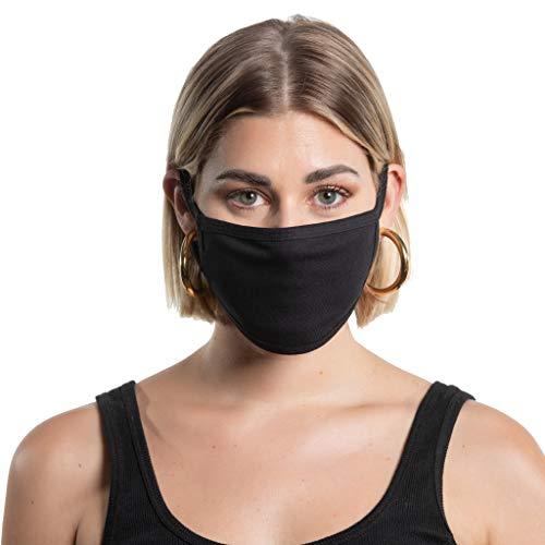 N/ Black Cotton Face Masks for Women - 6 Pack - Bulk - Breathable, Reusable, Cotton (6)