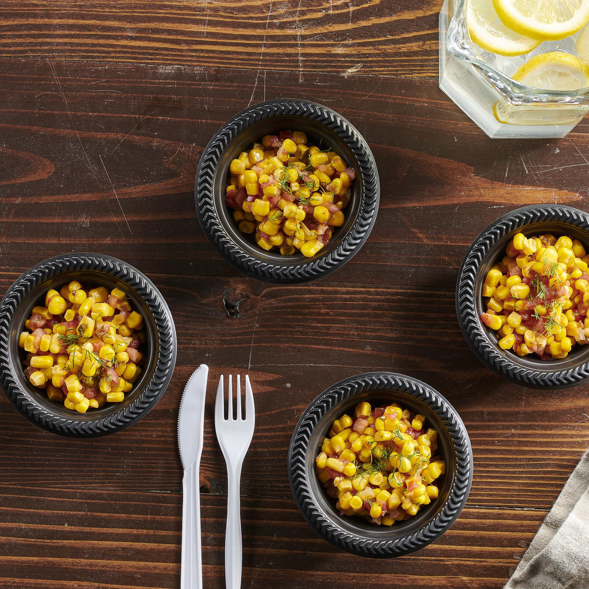 PLASTICPRO PLASTICPRO 800 PCS Black Plastic Bowls Light Weight 5 oz Small Plastic Soup Bowls Black Salad Dessert Plates Disposable for Party and Wedding