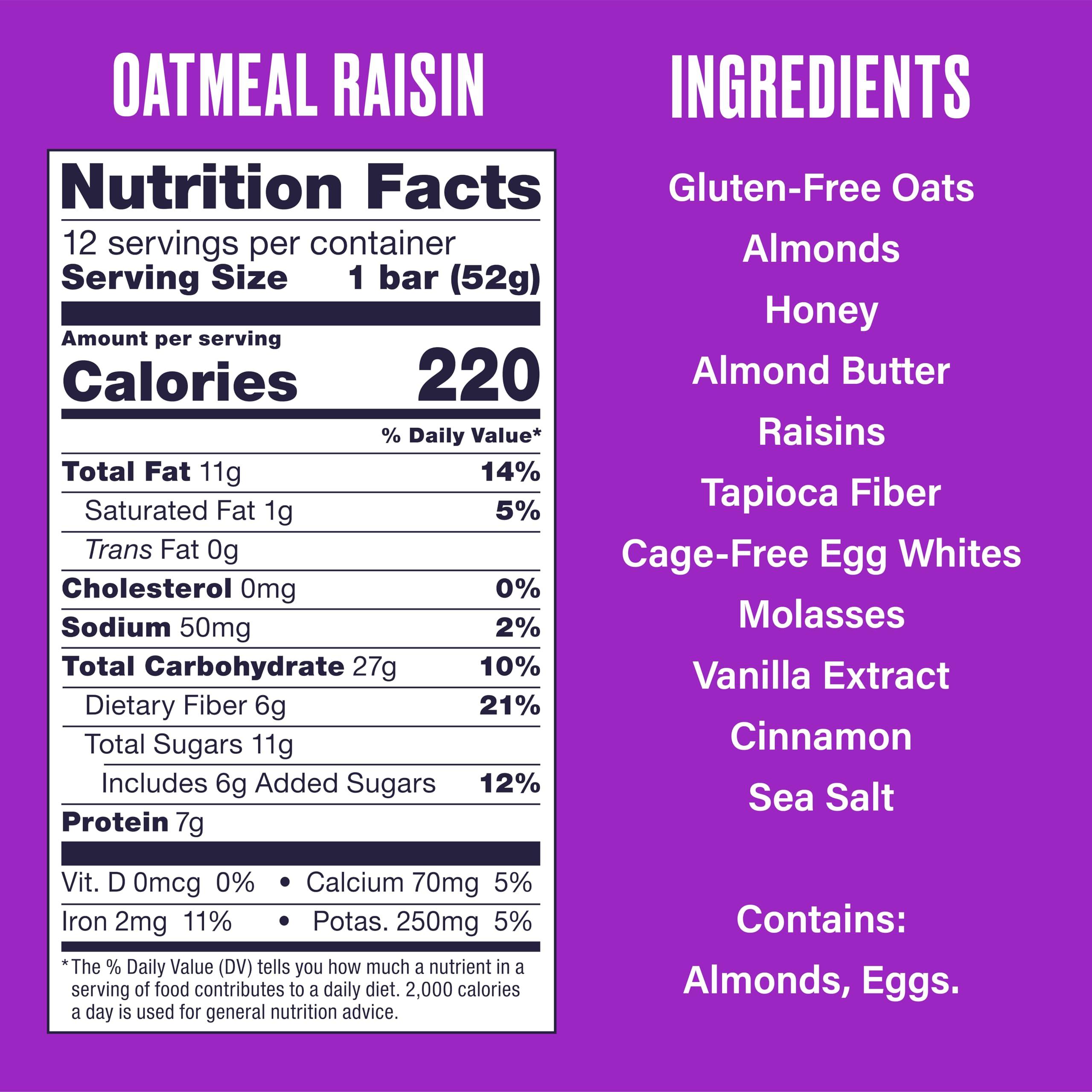 Over Easy OVER EASY Oatmeal Raisin Breakfast Bars | All Natural, Clean Ingredient Protein Bars | Breakfast & Cereal Bars | 12 Protein Snack Bars Gluten Free, Dairy Free, Soy Free