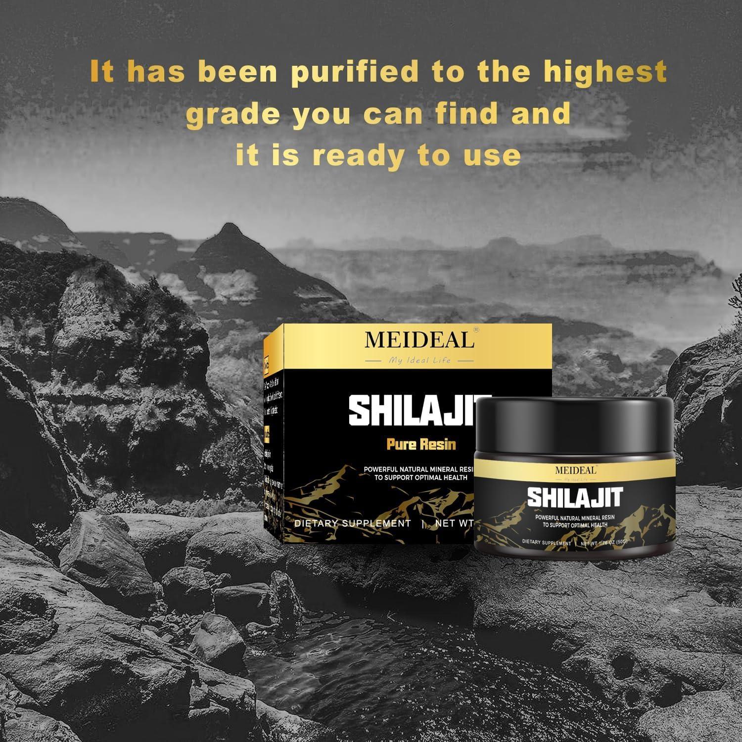 Meideal Shilajit Pure Himalayan Organic Shilajit Resin, Natural Shilajit Resin with Fulvic Acid, 85+ Trace Minerals, Organic Ayurvedic Blend for Energy & Immune System Support, 50 Grams (B-50g 1 Pc)