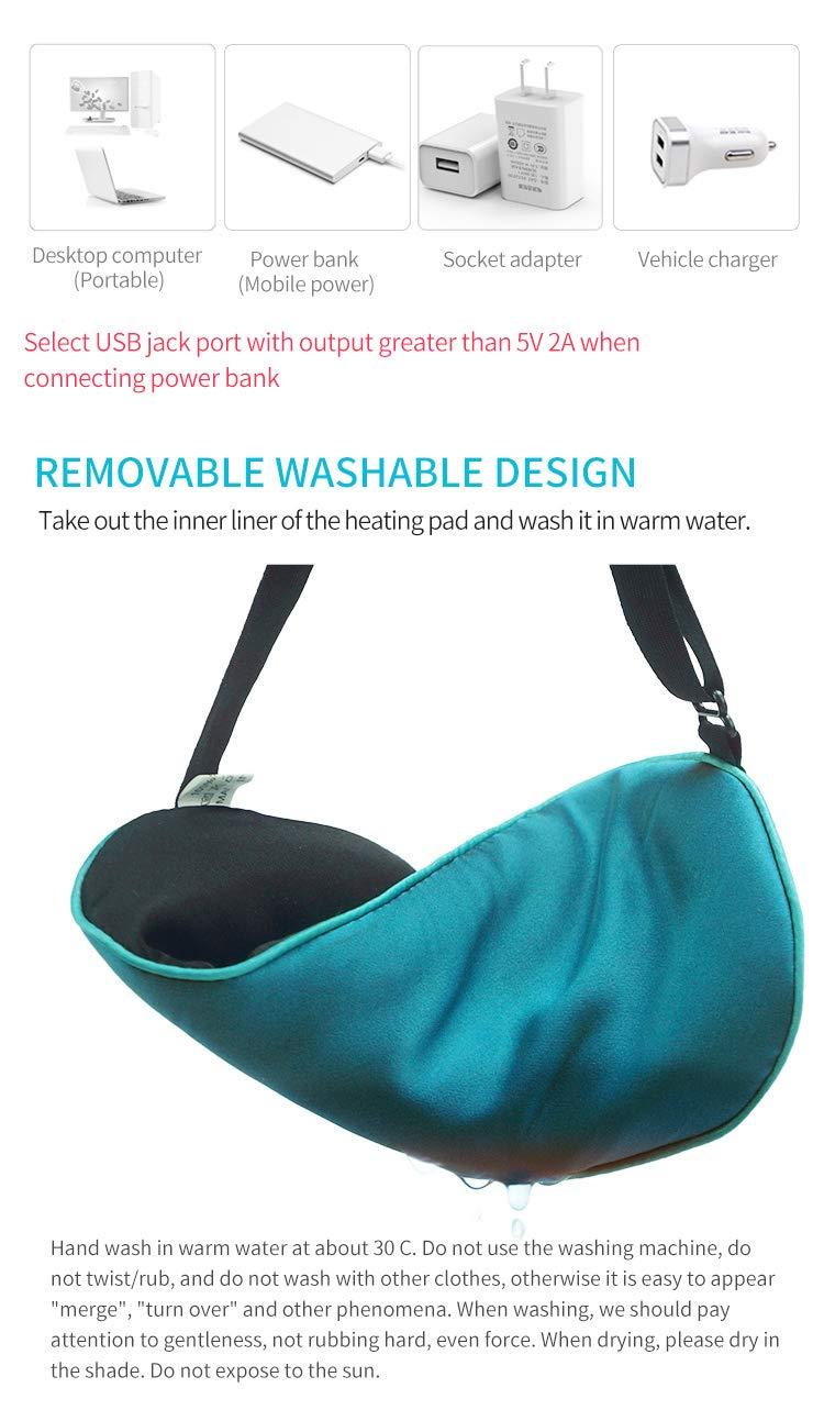 Smartmak Real Silk Heated Eye Mask, Reusable USB Electric Soft Sleeping Mask with Temperature and Time Control, Comfortable Heating Steam Blindfold for Eyes Relax - Peacock Blue