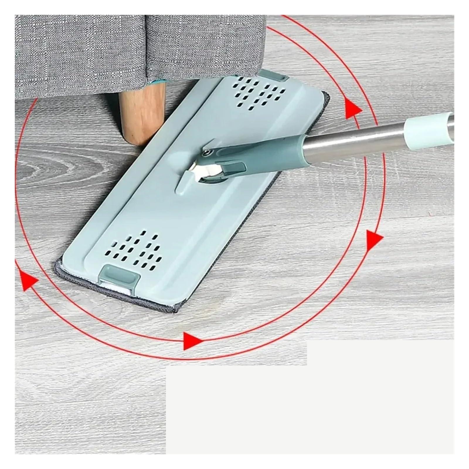 EtliN Flat Squeeze Mop with Bucket Hand Free Wringing Floor Cleaning Mop Microfiber Mop Pads Wet or Dry Usage on Hardwood Laminate (Size : Mop with 6coth)