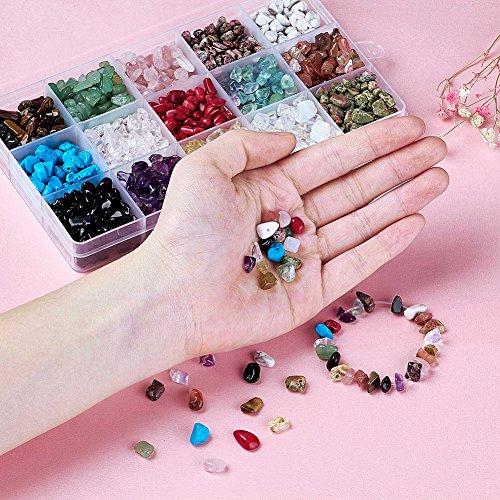 KISSITTY KISSITTY About 1200pcs 15 Styles Mixed Natural & Synthetic Drilled Gemstone Chip Beads 5-8mm Irregular Semi Precious Chakra Energy Healing Stone for Vase Fillers DIY Jewelry Craft Making