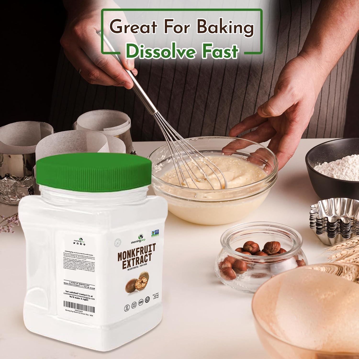 Morning Pep Morning Pep 100% Pure Monk Fruit extract sweetener, No Erythritol, Monkfruit Extract Powder, NON-GMO Project Verified, Keto Certified, OU kosher, No Fillers Zero Calories | Over 900 Servings | 10 oz