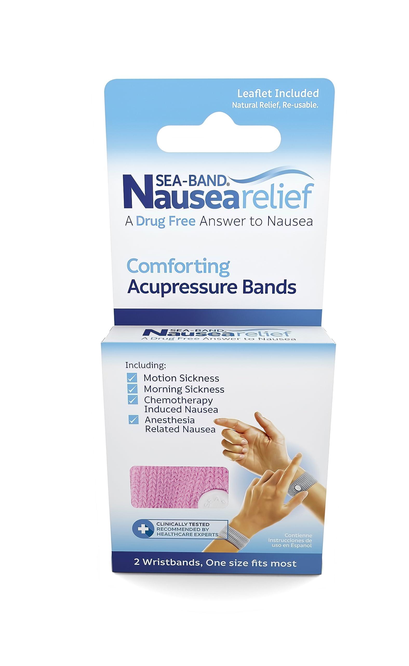 Sea-Band Sea-band Anti-Nausea Acupressure Wristband for Motion & Morning Sickness - 1 Pair Pink