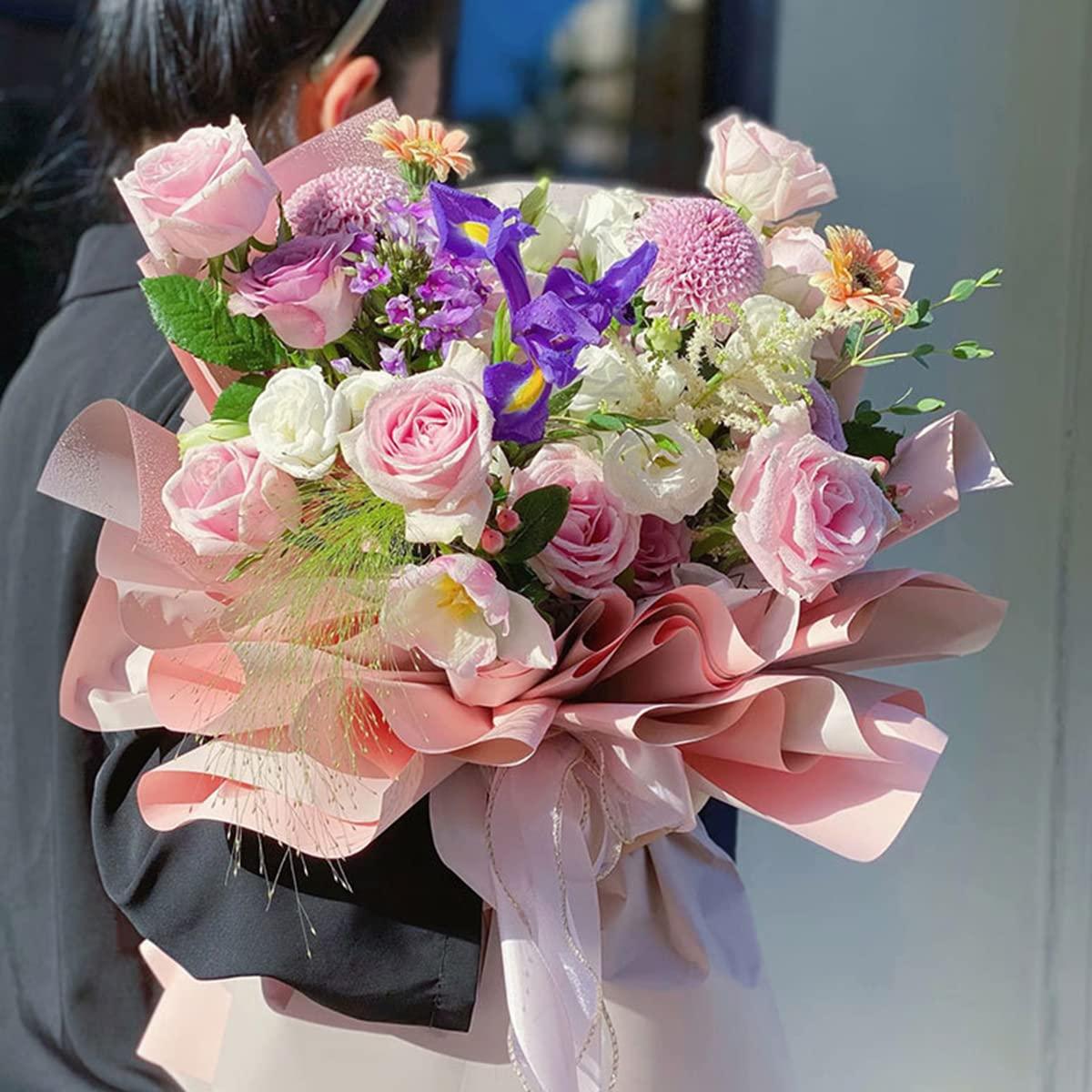 Generic Korean Wrapping Paper,Floral Wrapping Paper,Bouquet Wrapping Paper,Solid Color Waterproof Flower Wrapping Paper Roll,22.8in x 32.8ft,Black