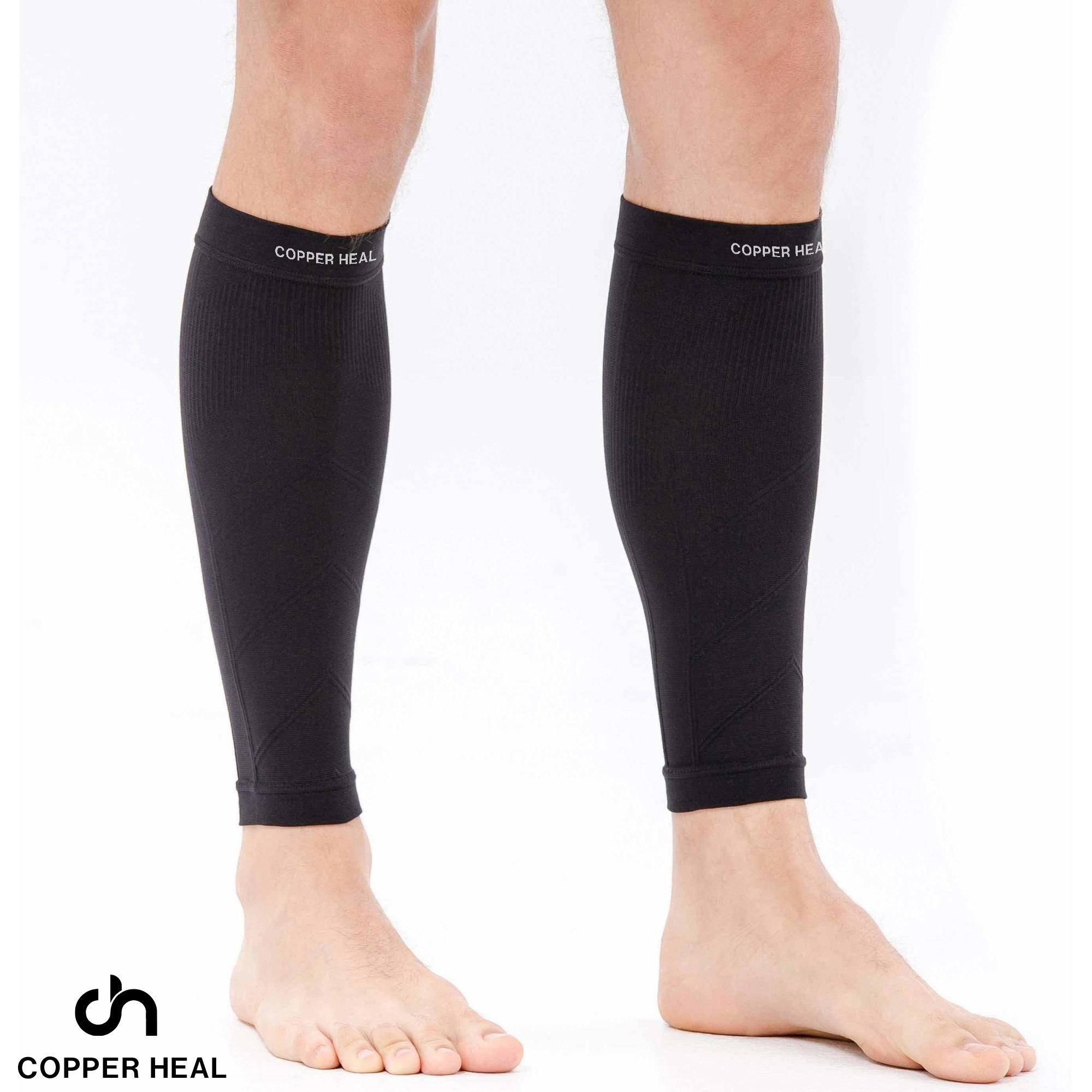 COPPER HEAL COPPER HEAL CALF Copper Compression SLEEVES (1 PAIR) For Exercise Sport Recovery - Calf Muscle Strains Shin Splints Leg