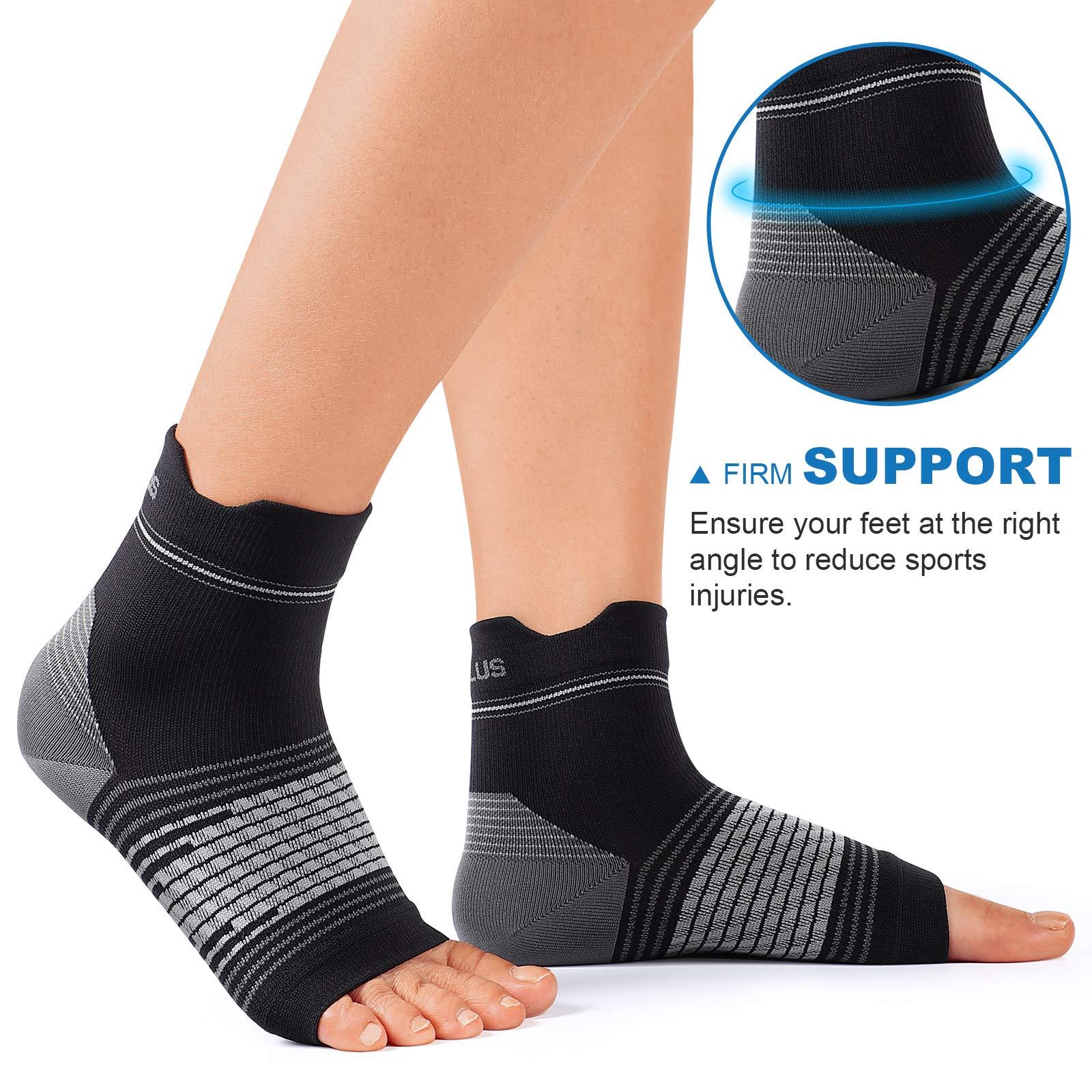 PAPLUS Plantar Fasciitis Sock (6 Pairs) for Men and Women, Compression Foot Sleeves with Arch and Ankle Support (Black, Medium)