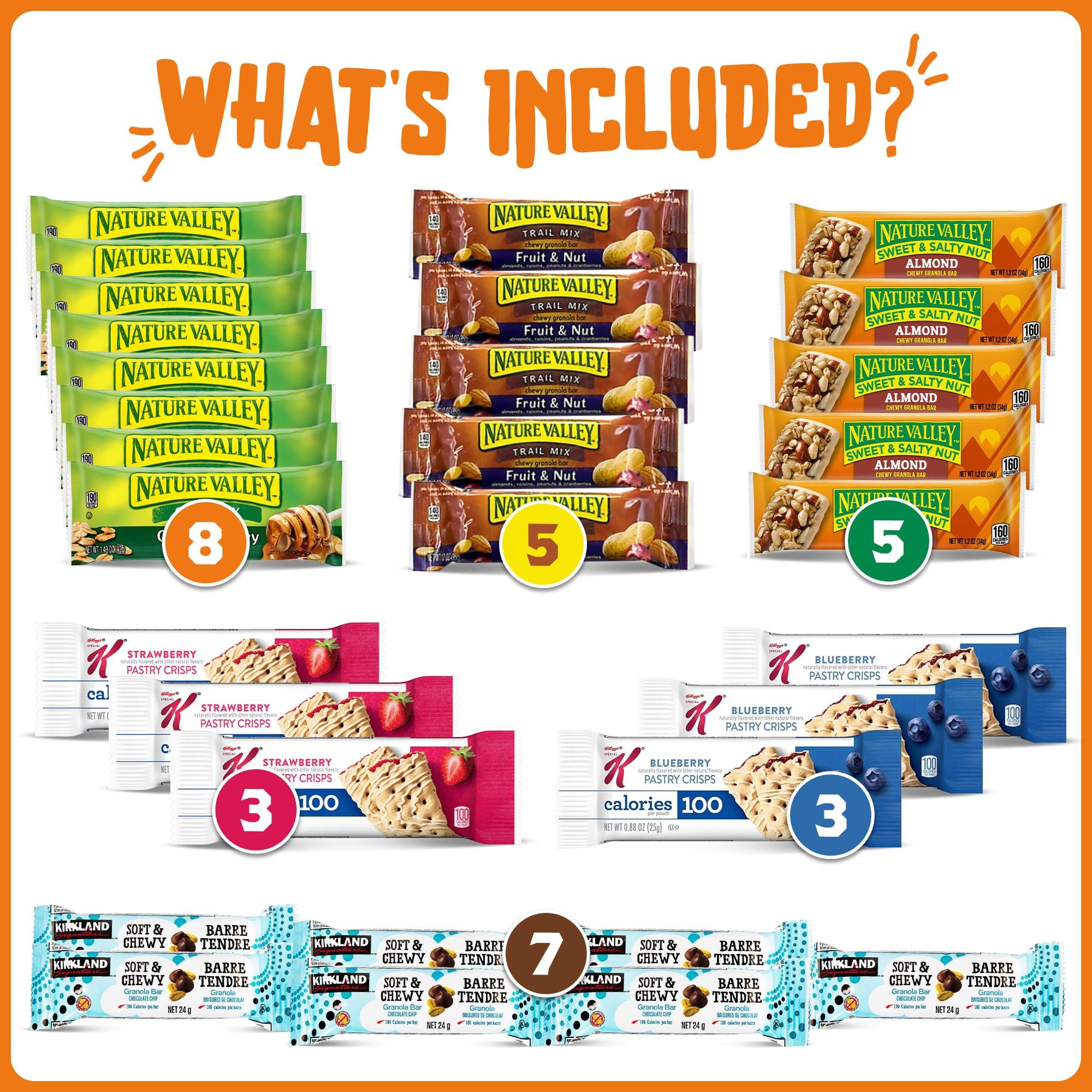 Yummey Granola Bars Bulk Variety Pack - Healthy Granola Bars Variety Snack Box for Office Snacks & Healthy Breakfast Bars - Snacks Variety Pack for Adults and Kids - Granola Bars Bulk (66 Count)