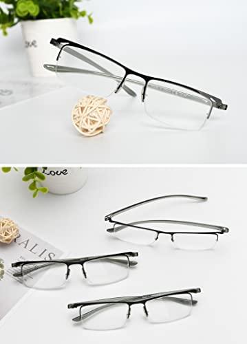 LUR LUR Half Rim Reading Glasses for Men 3 pack Half-Rim Readers (Black)