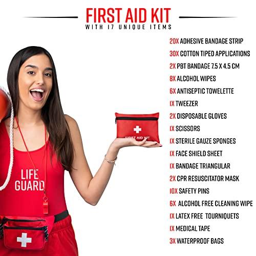 ASA TECHMED ASA TECHMED Lifeguard First Aid Kit - Includes Lifeguard Fanny Pack/Hip Pack, CPR Kit and 72-Piece First Aid Kit Red