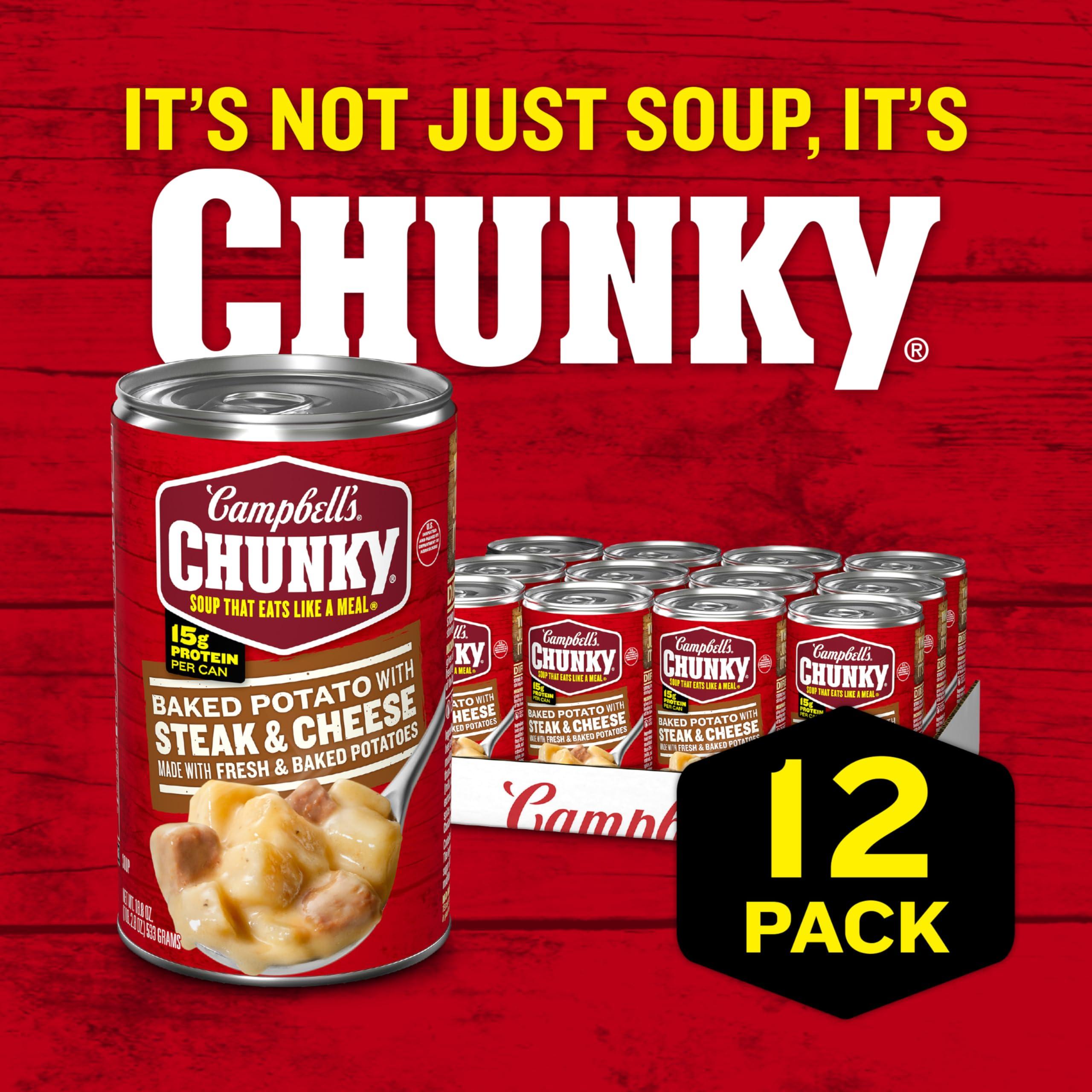 Campbell's Campbell\'s Chunky Soup, Baked Potato with Steak and Cheese Soup, 18.8 oz Can (Case of 12)
