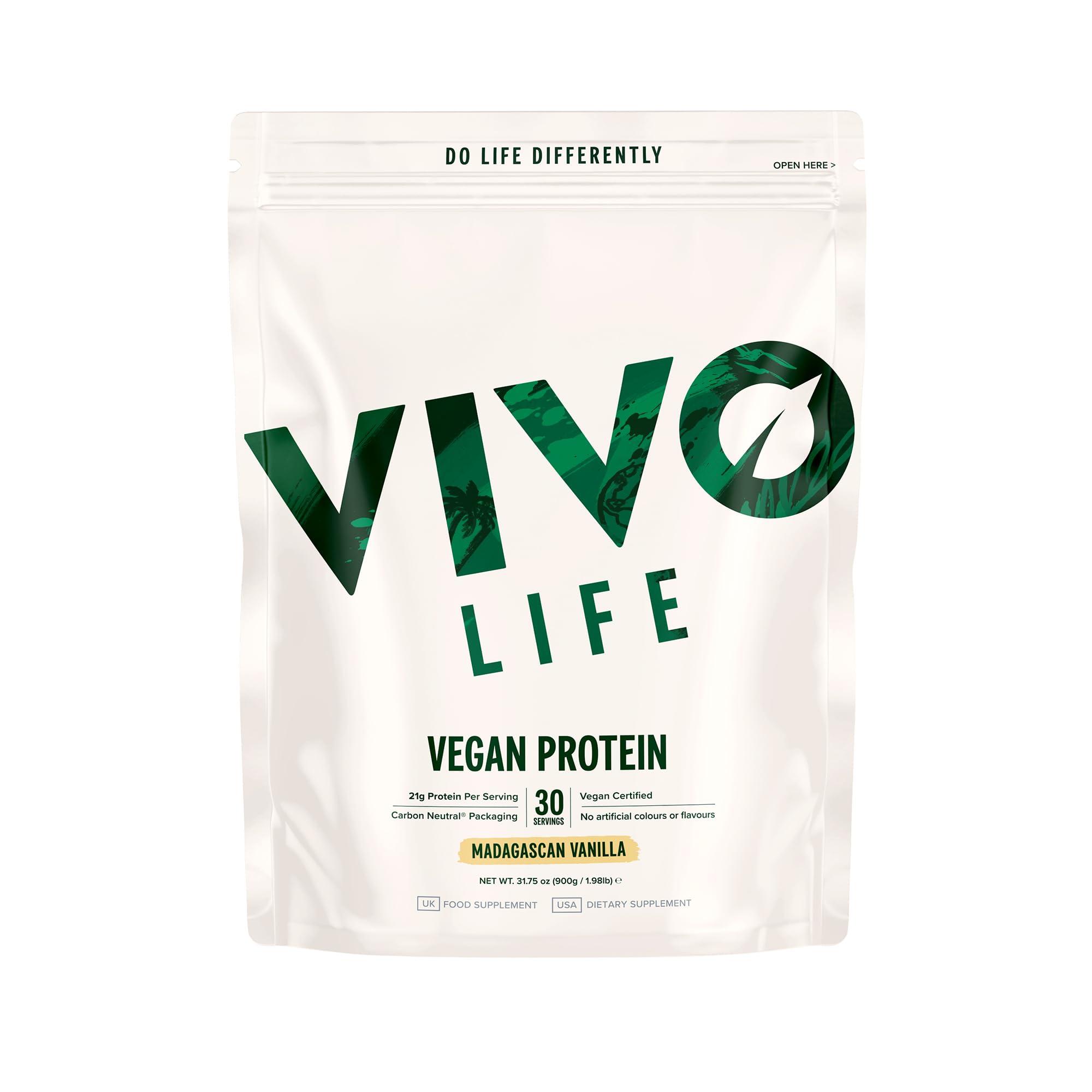 VIVO VIVO Vegan Protein Powder - 0.7 oz of Plant-Based Protein per Scoop, 30 Servings (31.7 oz) (Vanilla)