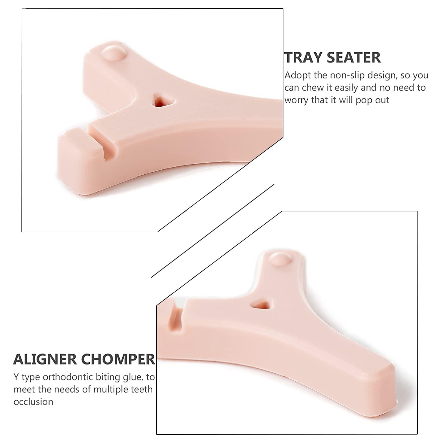 Zeenchoice Zeenchoice Orthodontic Aligner Chewies Dental Chompers Trays Seaters Multifunctional Y-shaped Orthodontics Chew for Clear or Metal Braces with Storage Case Help Correct Pink/Peach Scented flavor