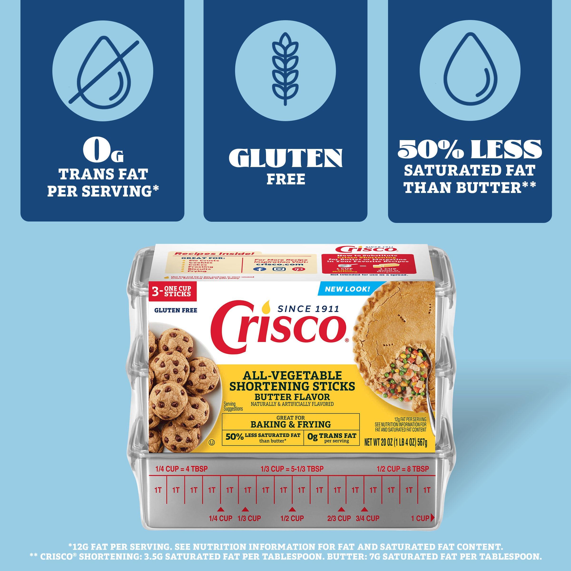 Crisco Crisco Butter Flavor All-Vegetable Shortening Sticks, 20 Ounce, 3 Sticks