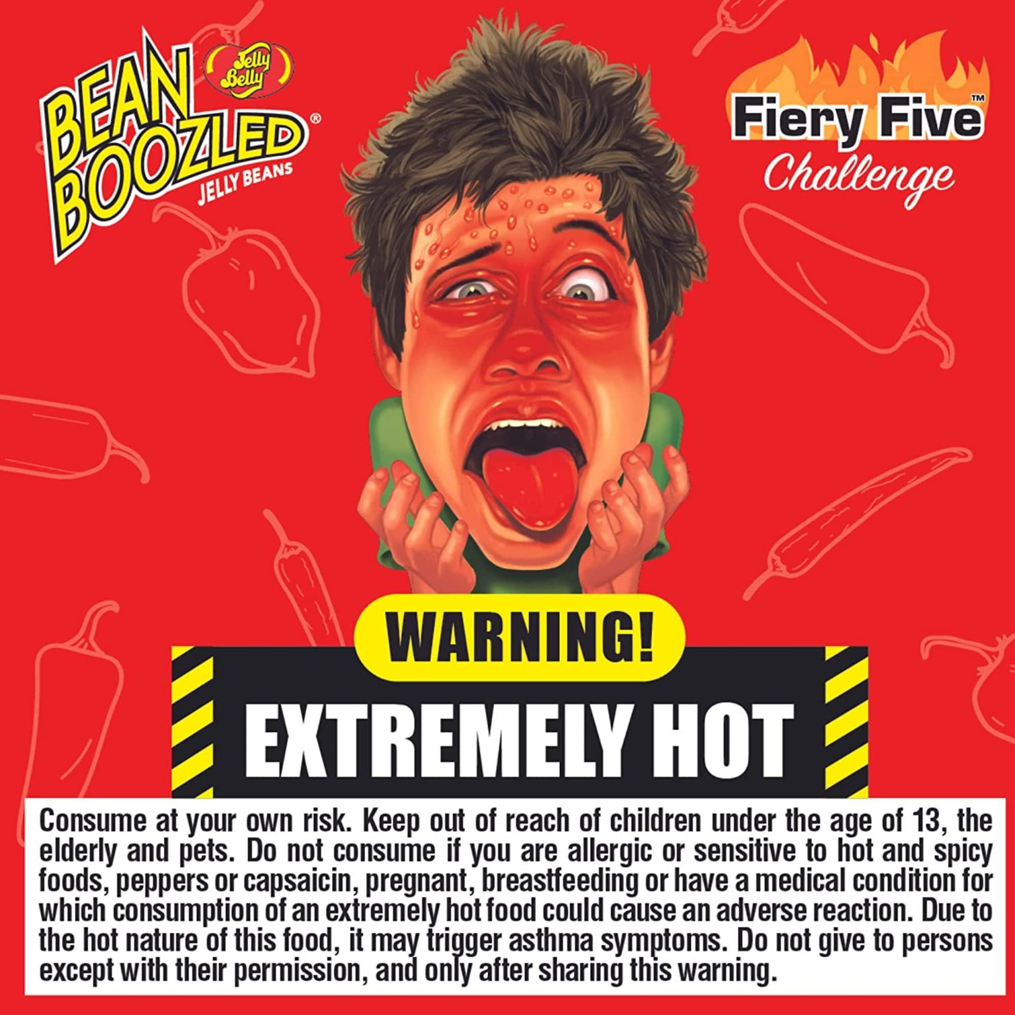 Sweetzo Bean Boozled and Fiery Five 6th Edition Assorted Flavor Jelly Beans, Individually Bagged Weird Flavored Chewy Candies, Refill Bags for Dispensers and Spinner Challenge Games, Set of 2, 1.9 Ounces