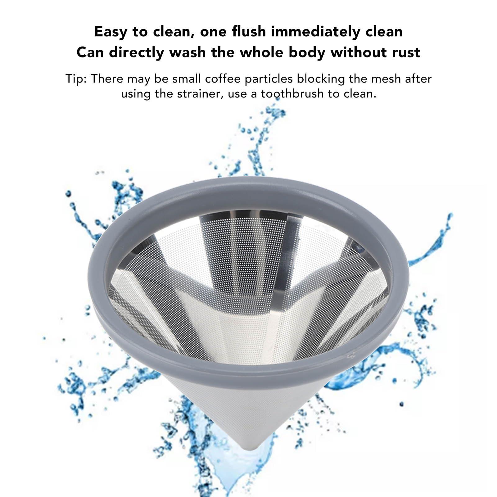 Atyhao Pour Over Coffee Filter, Stainless Steel Reusable Pour Over Coffee Filter Portable Metal Coffee Dripper for Home Travel Office (1 to 3 Cups)