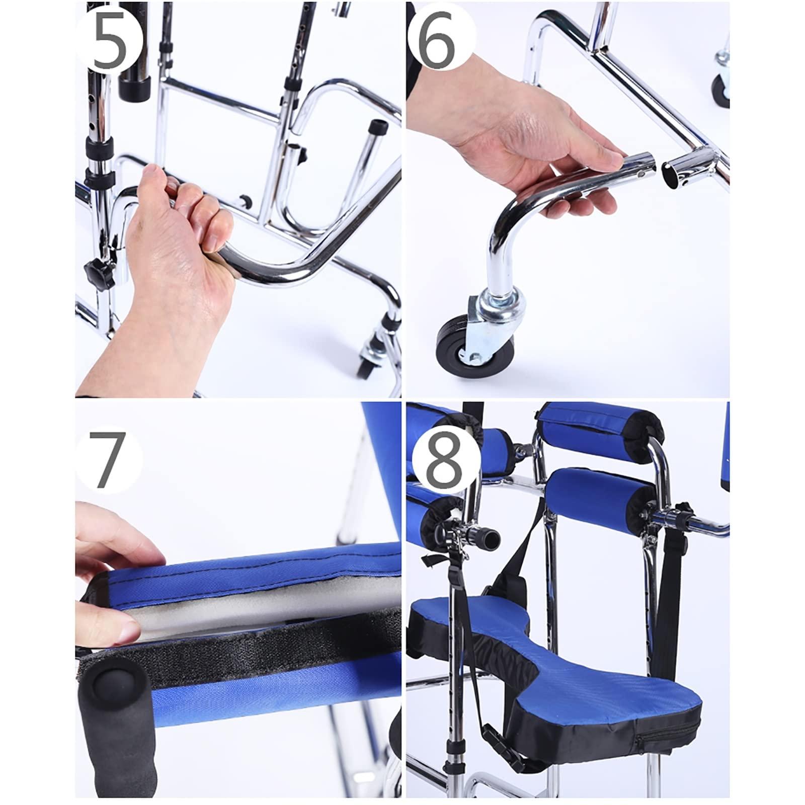 ZHDBMM Walkers for Seniors, Walker Children with Cerebral Palsy, Hemiplegia Stroke Rehabilitation Standing Frame Adult Walker Walking Aid for The Disabled ( Color : Men , Size : Height: 2.9~3.9ft )