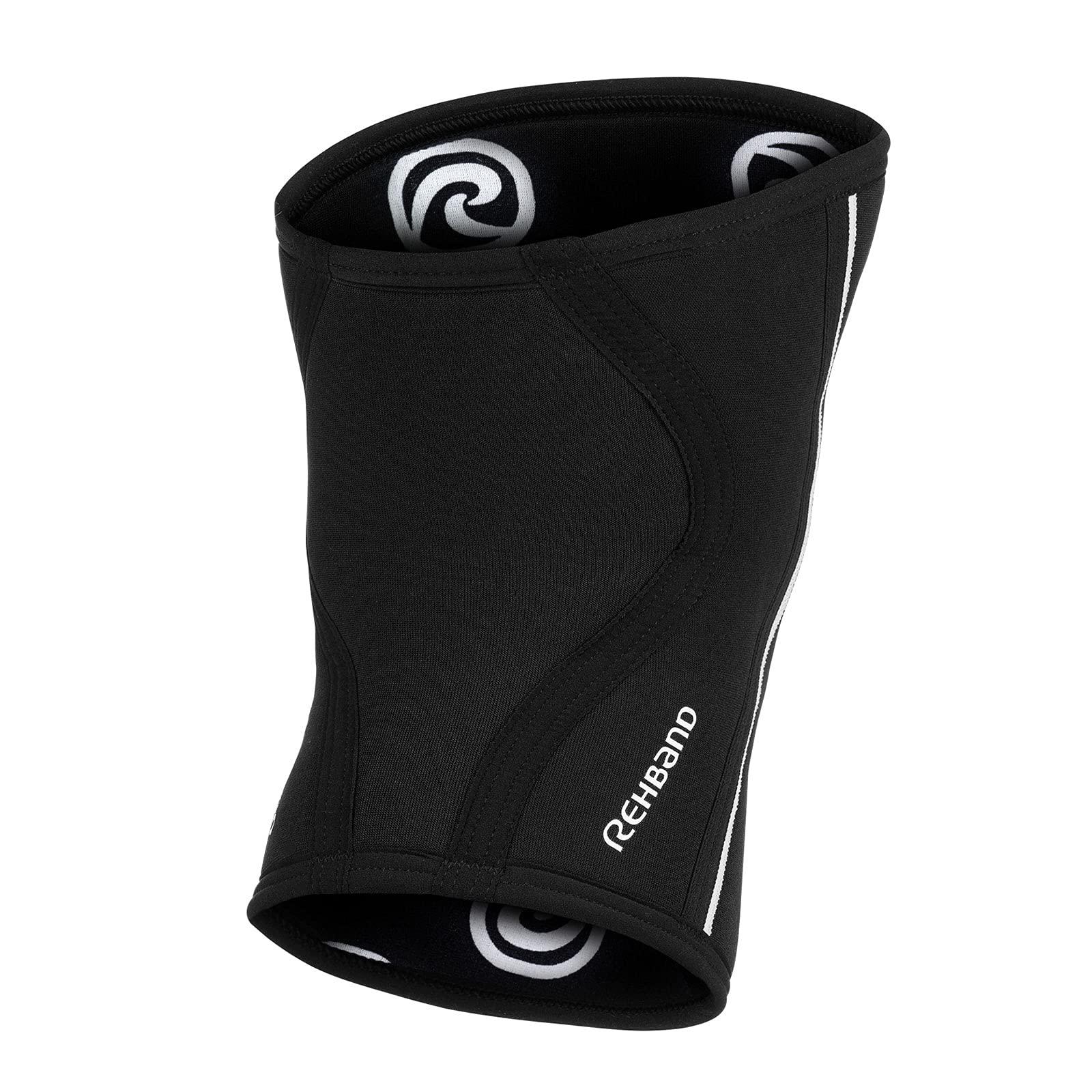 Rehband Rehband Kids Knee Sleeve made from 5mm Noprene, Knee Brace - Youth Girls & Boys Compression Knee Brace for Sports: Football, Hockey, Basketball or Running, Colour:Black - 1 Pair, Size:Large